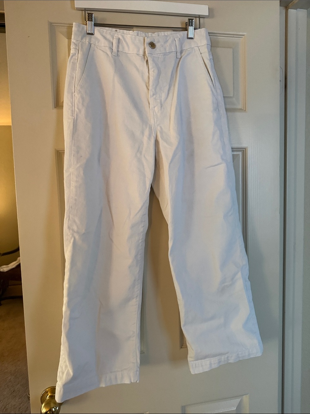 Zara White Cropped Wide-Leg Pants